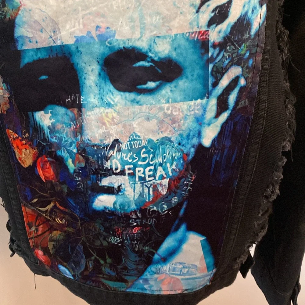 American BAZI distressed denim jacket NWT - Picture 3 of 14
